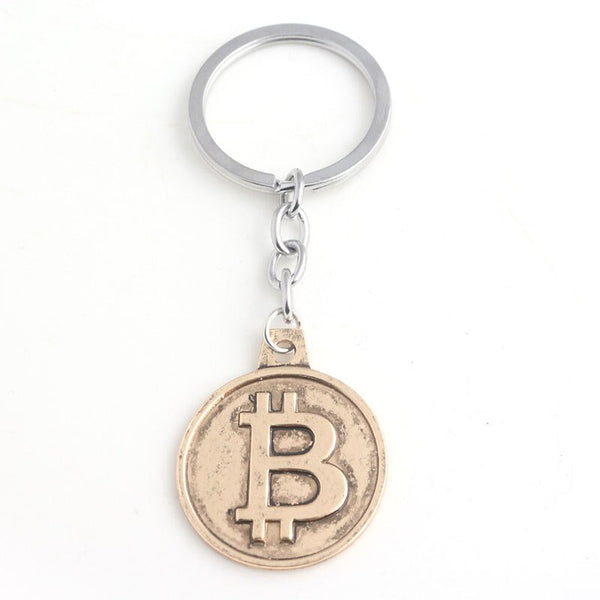 Bitcoin Virtual Commemorative Coin Keychain Commemorative Badge B Letter Key Ring Car Purse Jewelry Accessories Gift