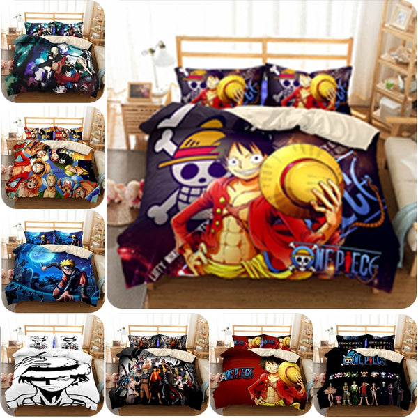 ONE PIECE Monkey D. Luffy Bettwäsche-Set Luffy Printed Home Bettbezug und Kissenbezug Kinder Erwachsene Cartoon Einzelbett Doppelbett
