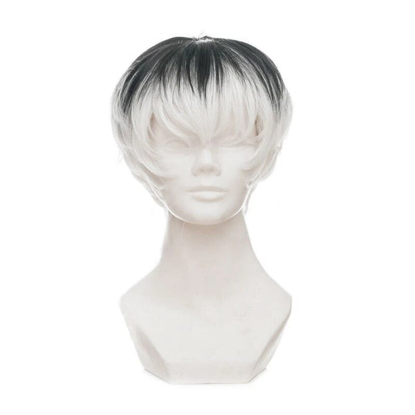 Tokyos cos Ghoulul Re Kanekiki Kenen Sasakiki Haisese Black White Mix Short Heat-resistant Fiber Hair Pelucasas Anime Cosplay Costume Wigs + Wig