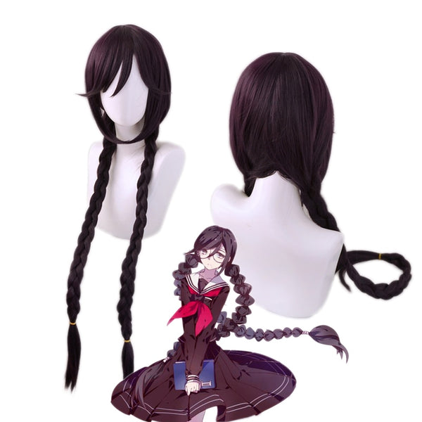 Danganronpapa Toukoko Fukawawa Tokoko Dark Purple Long Braids Wig Cosplay Costume Danganan Ronpapa Synthetic Hair Party Role Play Wigs