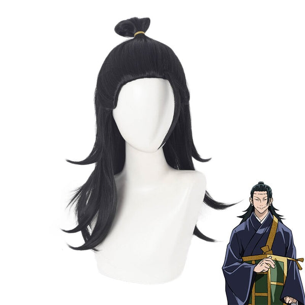 Jujutsu cos Kaisen Getou Suguru Black Long Wig Cosplay Costume Heat Resistant Synthetic Hair Men Women Party Role Play Wigs