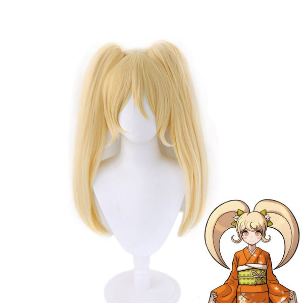 Danganronpapa Saionjiji Hiyokoko Blonde Ponytails Wig Cosplay Costume Dangan Ronpapa Women Synthetic Hair Carnival Party Role Play Wigs