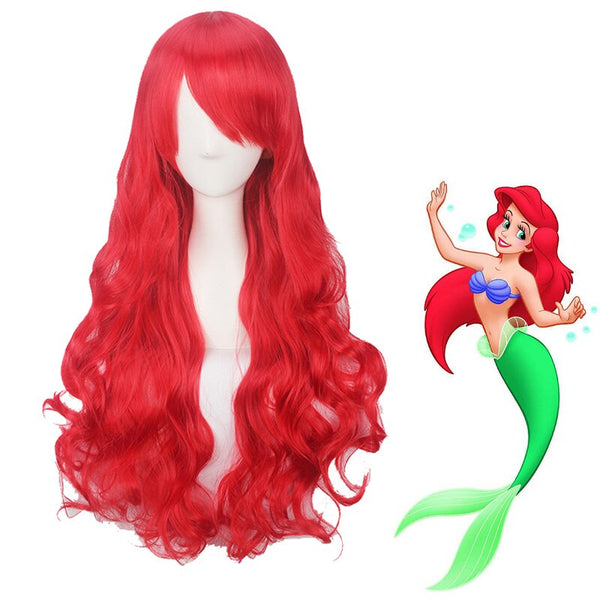 Anime The Little Mermaid Princess Ariel Wig Cosplay Costume Men Long Red Heat Resistant Synthetic Hair Wigs