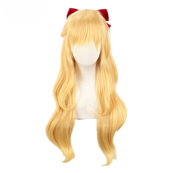 Sailor Venus Cosplay Wig Minako Aino Long Blonde Loose Wave Heat Resistant Synthetic Hair Wigs