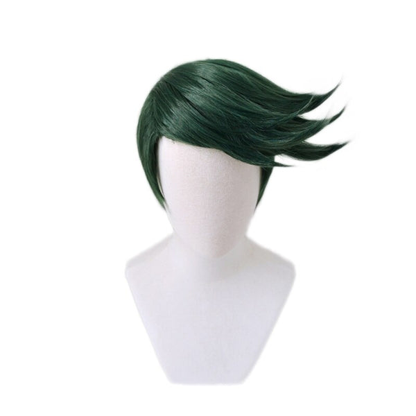 JoJo cos Bizarre Adventure Rohan Kishibe Short Dark Green style Heat Resistant Synthetic Hair Halloween Party JOJO Cosplay Wig