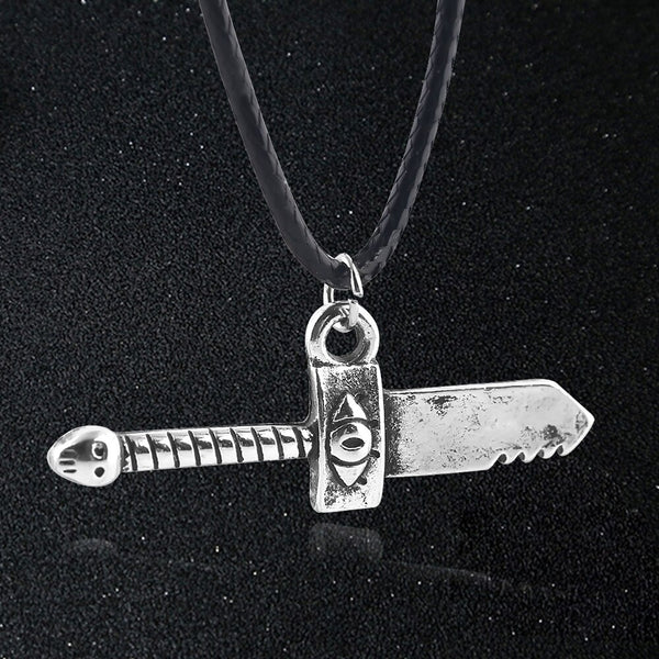 Cartoon Adventure Time Sword Necklaces Chain Antique Metal Pendant With Black Rope Chain For Men Women Jewelry Gift