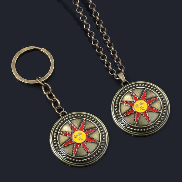 Dark Souls 3 Sun Knight Solar Keychain Pendant Sun God of War Pendant Key Ring Car Purse Cosplay Jewelry Accessories Gift
