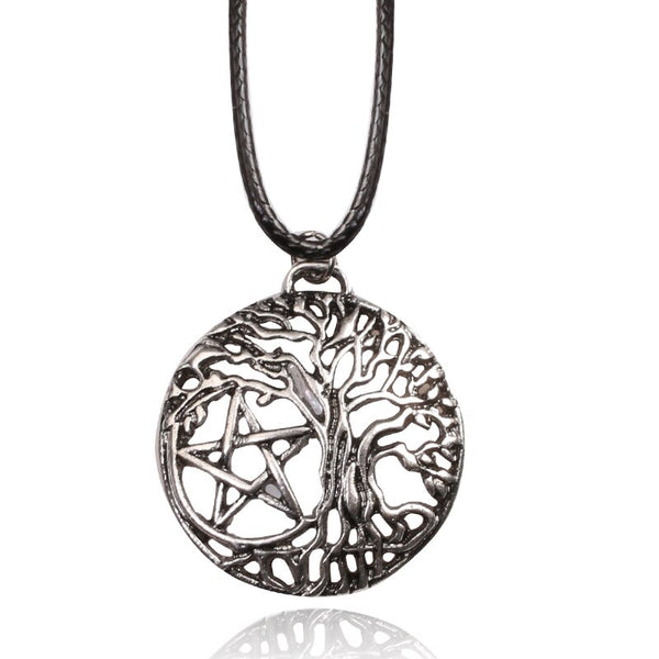 Supernatural Yggdrasil Tree of Life NECKLACE Witch Protection Pendants Necklace With Leather Chain Women Men Jewelry