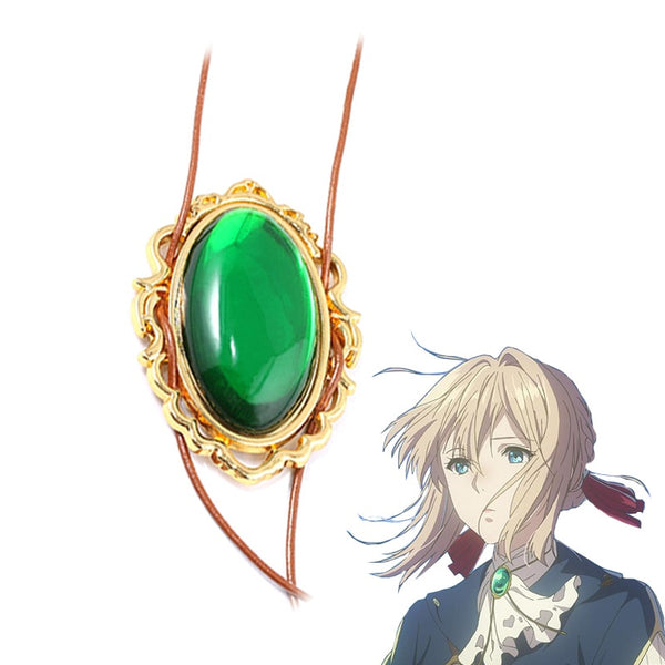 Anime Violets a Evergardenen Necklace Violets Green Crystal Pendant Cosplay Props Charm Female Jewelry Gift