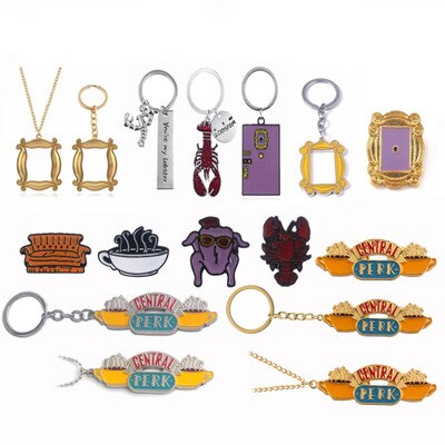 Friends Monica.E.Geller's Double-Sided Door Keychain Lobster Cafe Souvenir Photo Frame Key Chain Pendant Gift Jewelry