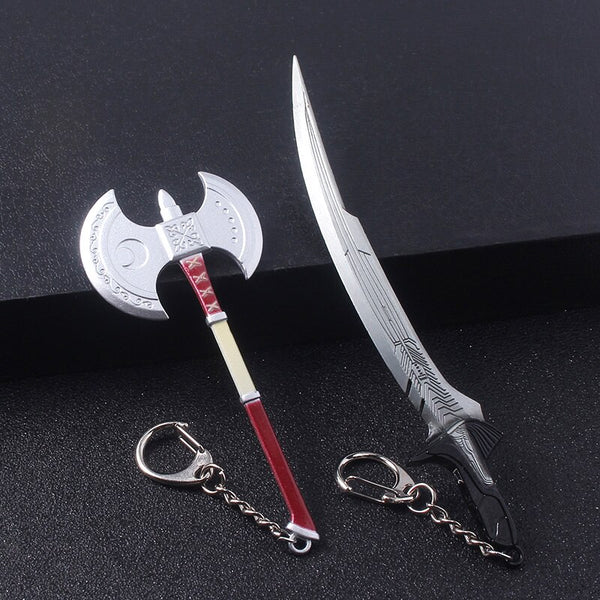 Movies Alita: Battle Ange Keychain Metal Battle Knife Sword Axe Weapon 1 to 1 Zoom Fan Collection Gift Jewelry