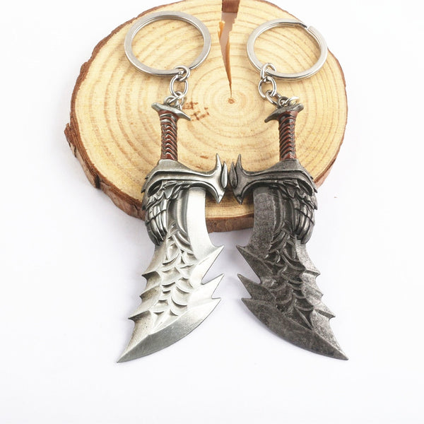 Game God of War 4 keychain Kratos Sword Axe Knife 3D Weapon Model High Qulaity Pendant For Men Women Car Keyring Accessories