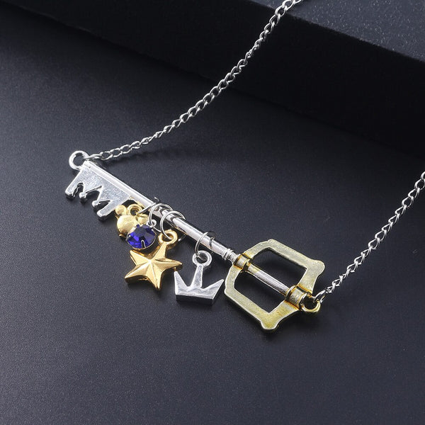 Kingdom Hearts Key Necklace Cute Punk Key Star Crown Pendant Chains Necklace For Woman Man Cosplay Jewelry Gift