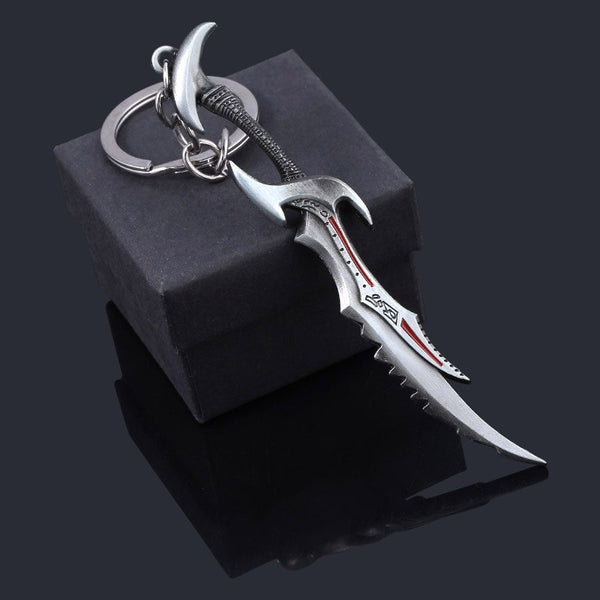 The Elder Scrolls V Demon Sword Keychain Metal Demon God Weapon Dagger Keyring Game Peripheral Role Playing Waist Pendant