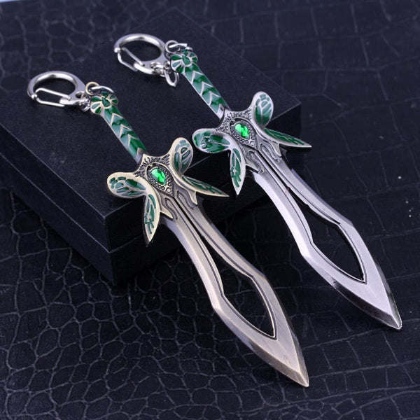 Devil Blade Blade Tower Butterfly Sword Keychain Retro Weapon Model Key Ring Game Peripheral Couple Car Bag Pendant Gift