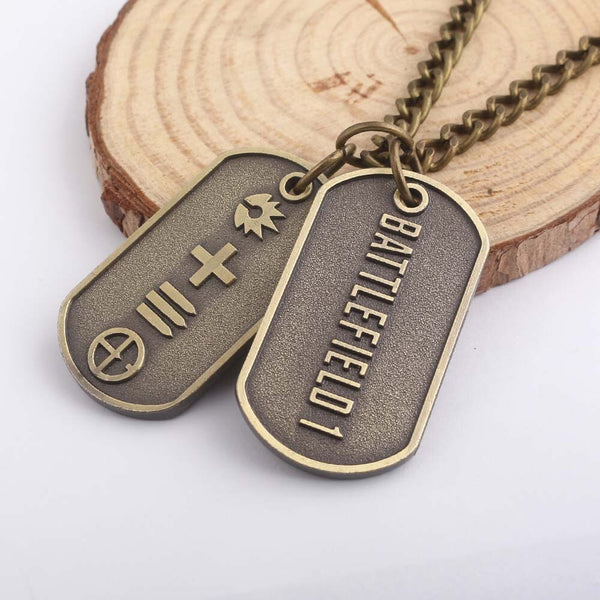 Game Battlefield1 Necklace Metal Retro Bullet Embossed Dog Tag Pendant Men's Collectible Jewelry Gift