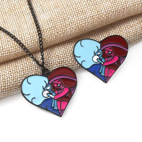 American Animation Stieie Cosmosos Necklace Metal Half Peach Heart Pendant Cute Cartoon Children's Gift