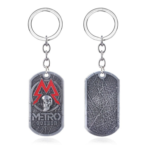 Metro Exodus Logo Keychain Creative Skull Metal Keyring Game Peripheral Military Brand Pendant Gift