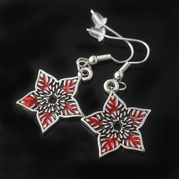 Stranger Things Piranha Earrings Red Five-Pointed Star Creative Ear Hook Film And Television Surrounding Ladies Jewelry Gifts