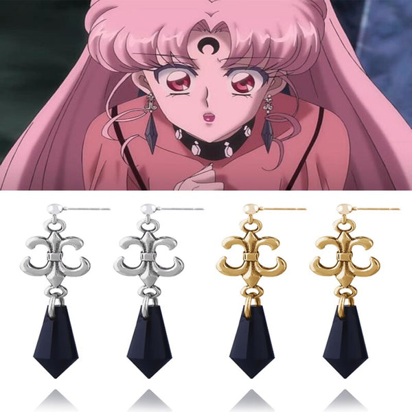 Black Lady Earrings Tsukino Usagi Evil Black Crystal Anime Cosplay Earrings for Women Jewelry Props