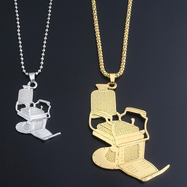 Hair Salon Barber Shop Seat Pendant Necklace Woman Man Hair Stylist Personality Chair Stool Chain Jewelry Accessories Gift
