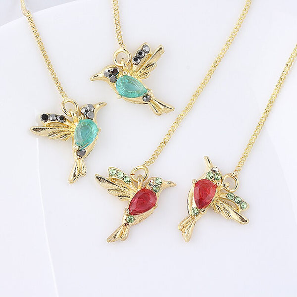 New Style Pure Gold Cute Bird Earrings Woman Fashion Alloy Charm Crystal Pendant Earrings Jewelry Accessories Gifts Fadeles