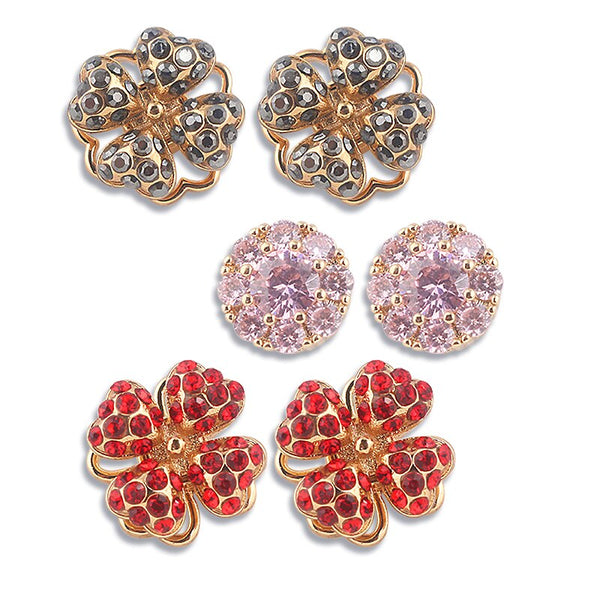 Red Four-Leaf Clover Rotating Stud Earrings New Every Dog Has His Hay Pink Crystal Earrings Fashion Charm Female Jewelry Gift