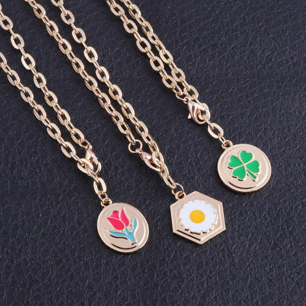 Four-Leaf Clover Rose Small Daisy Necklace Fashion All-Match Alloy Geometric Pendant Girlfriend Gift