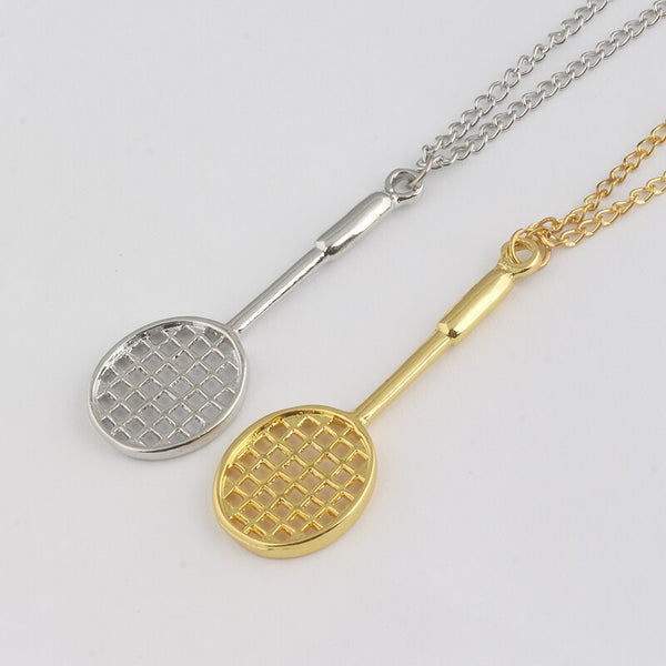 Sports Fitness Mini Badminton Racket Pendant Necklace Woman Man Fitness Athlete Jewelry Accessories Gift