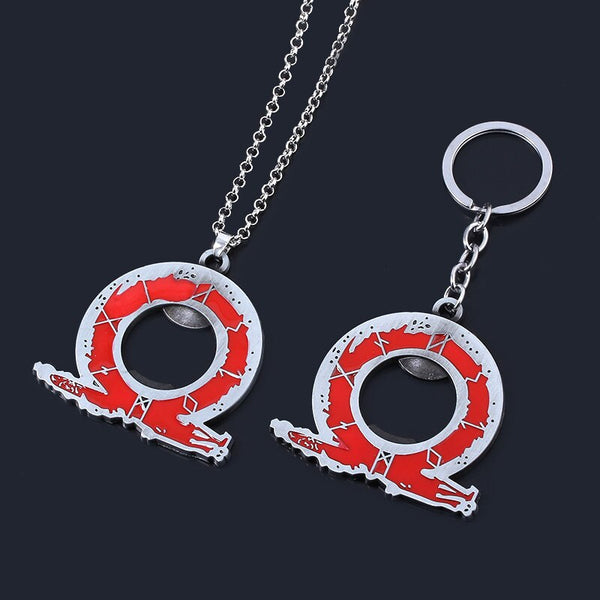 GOW God Of War Model Bottle Opener Necklace Metal Red Logo Chain Man Cosplay Jewelry Gift