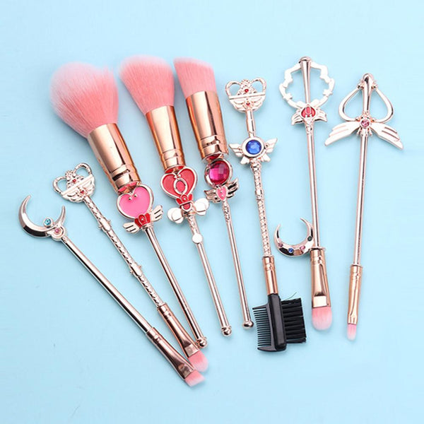 8pcs Makeup Brushes Crystal a Powder Eyeshadow Metal Powder Eyeshadow Blending Wand Brush Set Pinceaux Fond De Teint