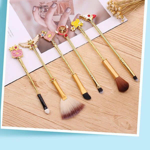 Makeup Brushes Set 6pcs Anime Variety Sakura Metal Makeup Tool Power Eyeshadow Highlight Brushes Mask Breath Wild Eye Pincel