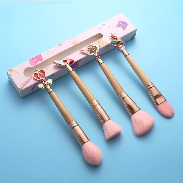 Cosplay Anime Bamboo Wooden Handle Makeup Brush Blush Brush Makeups Tool Cartoons Adult COS Accessories Christmas