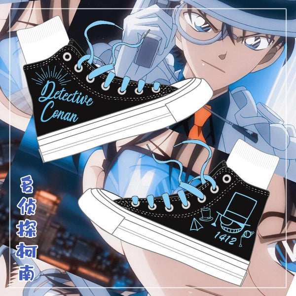 Japan Anime Detective Conan Edogawa Jimmy Kudo Plimsolls Canvas Shoes Cosplay Student Sneakers Spring Daily Graffiti Sport Shoes