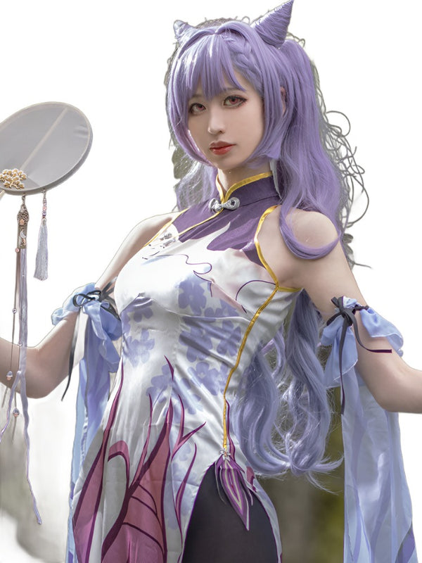 Chinese Style Cheongsam Anime Women Dress Game Genshinin and Impacts Cosplay Costume Project Keqings COS Monana Sexy Qipao Girl Clothes