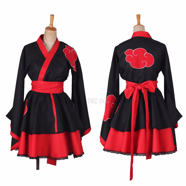 8 Styles Japanese Women Dresses Cosplay Costume Akatsuki Kimono Dress Uchiha Sasuke Lolita Clothes Suit C128K183