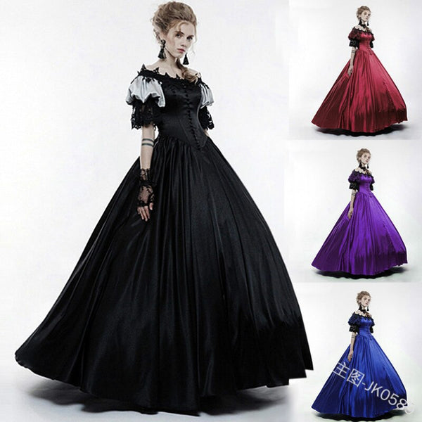 new Women Medieval Renaissance Retro Gown Long Dress Wizard Cosplay Clothes Victorian Gothic Steampunk Vintage Ball Gown Dress