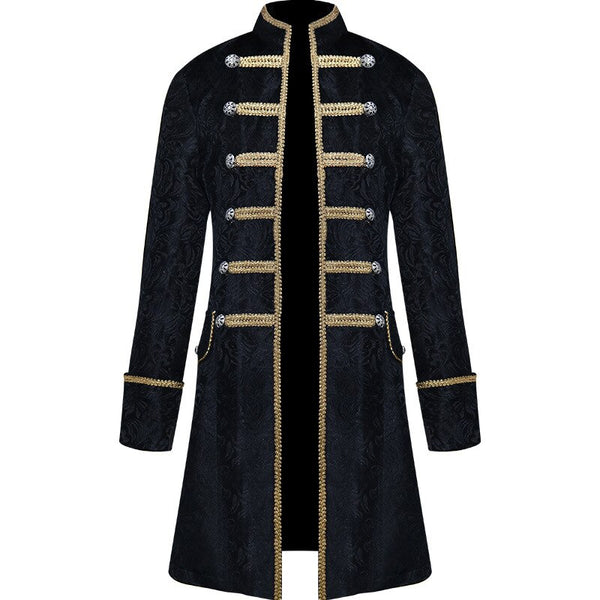 New Ladies and Men's Halloween Gothic Medieval Retro Costume Color Matching Mid-length Punk Coat
