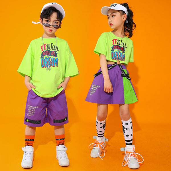 110-170cm Children's Jazz Dance Costumes Street Hip Hop Clothing Summer Loose Performance Costumes Boys And Girls Tide DL6320