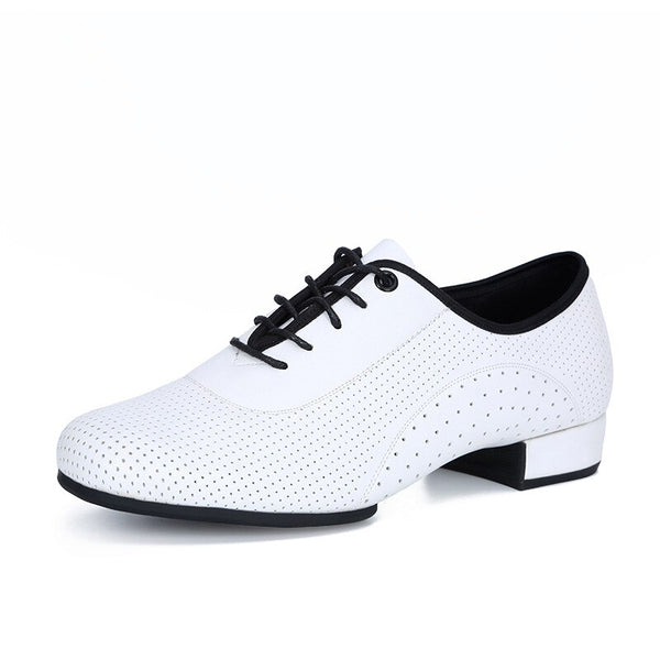 Sneakers Latin Dance Shoes Men Shoes Square dance Social Ballroom shoes Cow Leather Oxford White Black Modern shoe 3cm Heel