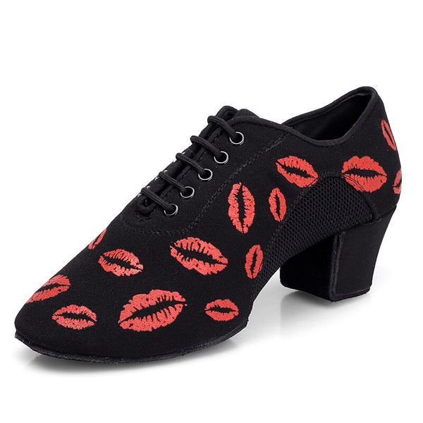Lip imprint Latin Dance Shoes For Women Dance Sneakers Children Ladies Ballroom Tango Foxtrot Quick Step Dance Sneaker Shoes BD