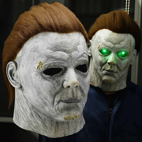 HorrorR Michael MyersS LED Halloween Kills Mask Cosplay Scary Killer Full Face Latex Helmet Halloween Party Costume Prop