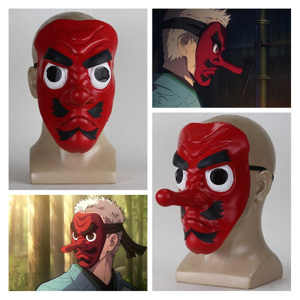 Anime Demon Slayer Kimetsu No Yaiba Urokodaki Sakonji Latex Cosplay Maske Kopfbedeckung Hannya Tengu Masken Halloween Party Maske Requisiten