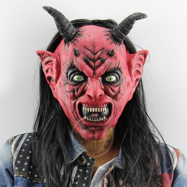 Halloween Horrible Sheitan Scary Realistic Latex Mask Masquerade Party Props Cosplay Costumes