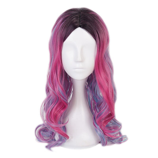 Descendantsts 3 Women Audreyey Curly Wig Cosplay Costume Adult Mixed Colors Heat Resistant Synthetic Hair Halloween Party Wigs