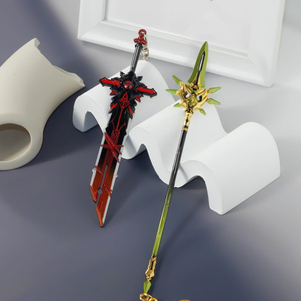 Genshin Impact Weapons Keychains Wolf's Gravestone Skyward Spine Skyward Blade Cosplay Swords Keyrings Fashion Jewelry