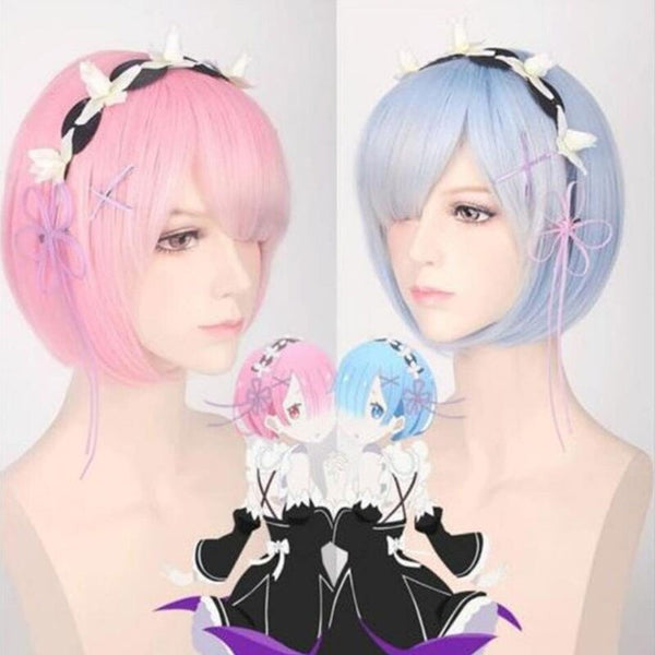 Formed Color REM Cosplay Wig Or RAM Cosplay Wigs Re: zero Start Life In Another World Play Costume Halloween Costumes