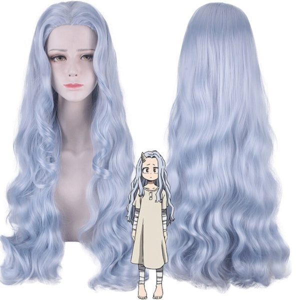 Anime My Hero A Academiaia Eriri Cosplay Wigs Bokuku no Hero Academiaia Eriri Costumes Wigs Halloween Gray-Blue Long Curly Hair