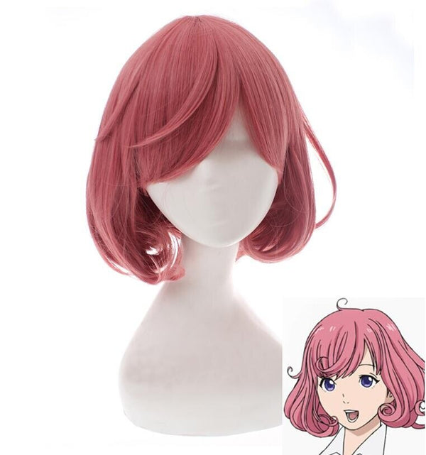 Anime Noragamimi Ebisusu Kofukuku Cosplay Wig Curly Pink Short Heat Resistant Synthetic Hair Wigs + Wig Cap