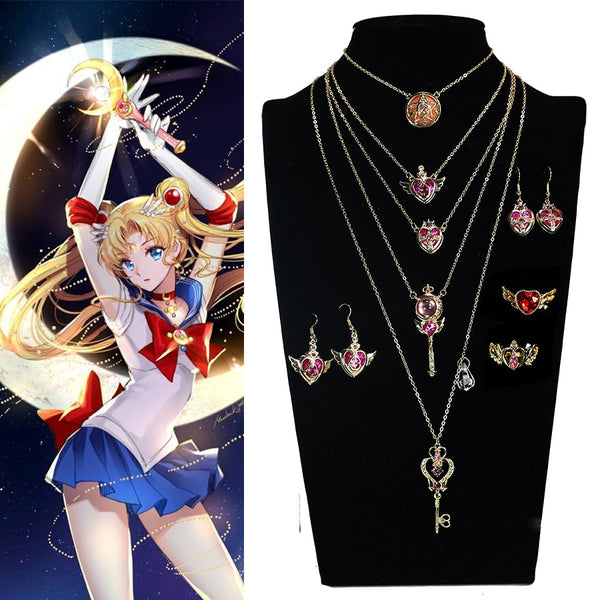 Moon cosplay Crystal Pendant Necklace Girl accessories Cute props